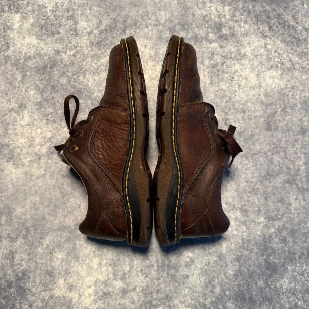Dr Martens Ordell Brown Leather Oxford Shoes Mens 12 11194 Yellow Stitch Low Top